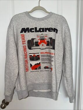 PacSun Gray Crewneck with Red & Black Racing Graphic